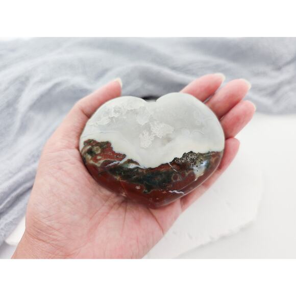 Ocean Jasper Puffy Heart Crystal Carving - Picture 6 of 8